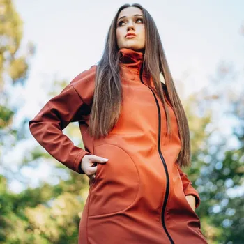 Dámský kabát Dámský terakota oversize softshell kabátek Velikost: S/M