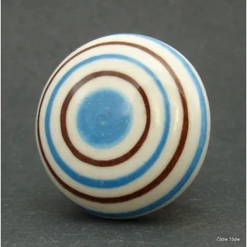 Nábytkové kování Nábytková úchytka bílá s proužky 4 cm - knopka