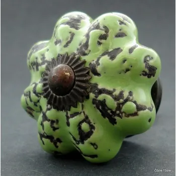 Nábytkové kování Nábytková úchytka světle zelená s patinou 4,5 cm - knopka