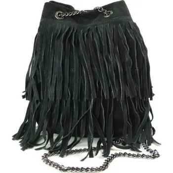 Kabelka Vera Pelle kabelka, kabelka přes rameno z pravé semišové kůže, černá