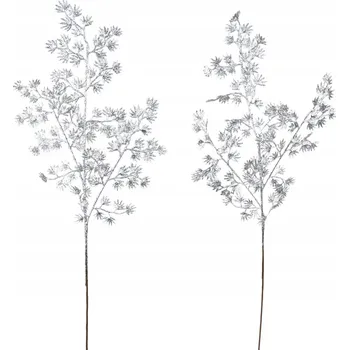 Vánoční dekorace Větev třpytivá stříbrná 75 cm, set 2 ks