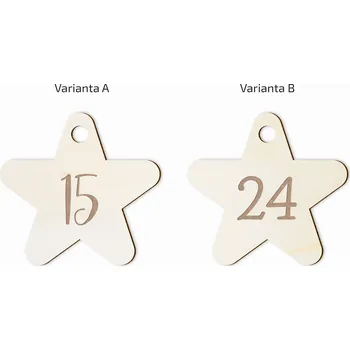 Vánoční dekorace Cedulky pro adventní kalendář hvězdičky dřevěné Varianta: B