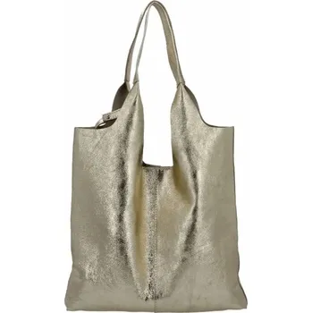 Italská Kožená Kabelka Shopper Bag s Kosmetickou 165 Zlatá
