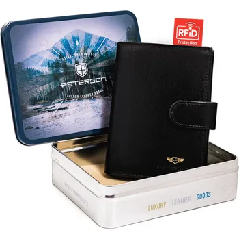 Peněženka Peterson pánská peněženka z pravé kůže černá - muž