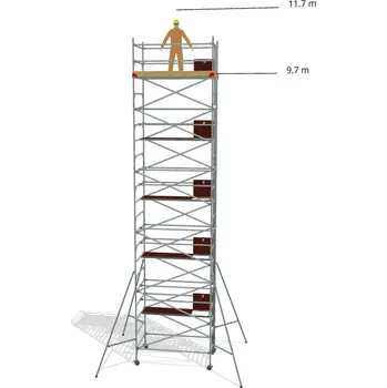 Lešení Hliníkové lešení Klasiko - výška 11,7 m - 2,5 m x 1,45 m (d/š)