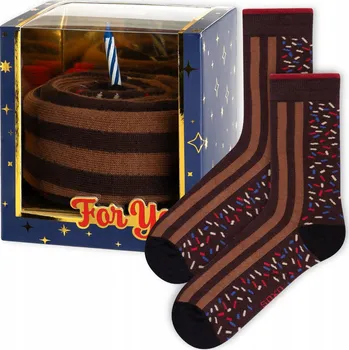 Pánské ponožky Soxo Veselé Ponožky bavlněné ponožky v krabička jako dort, hnědé, velikost 40-45