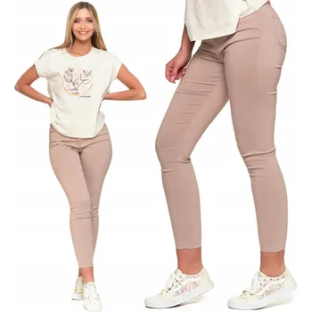 Dámské kalhoty Moraj elegantní dámské kalhoty úzké dlouhé béžové velikost L