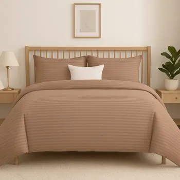 Povlečení Dvoudílné ložní povlečení, jednolůžko - Jemné proužky Béžová