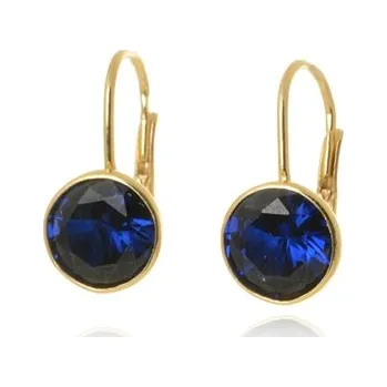 Náušnice Dámské zlacené stříbrné náušnice s modrými zirkony STNAU2039F