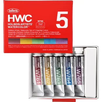 Vodová barva Akvarelová barva Holbein - Nightfall, sada 5 ks