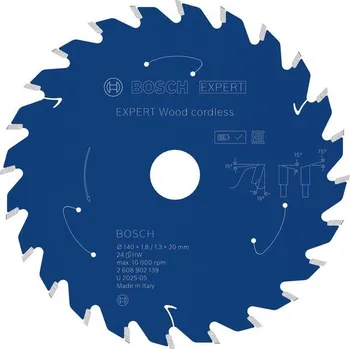Pilový kotouč Bosch Pilový kotouč EXPERT Wood cordless, 140 × 1,8/1,3 × 20 mm, T24 Professional (2608902139)