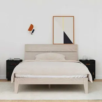 Noční stolek Noční stolky, 2 ks, černé, 40x34x55 cm, masiv