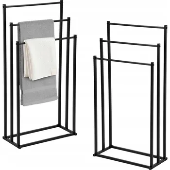 Držák na ručník STOJAK CZARNY NA RĘCZNIKI WIESZAK STOJĄCY VOLNĚ STOJÍCÍ KOUPELNOVÝ KOVOVÝ LOFT
