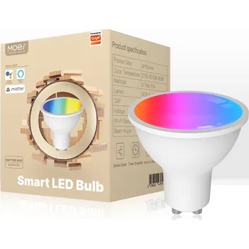 Žárovka Chytrá žárovka 5W RGB+CW GU10 Matter Wi-Fi Moes MWB-TD5-RCW-GU10-MS