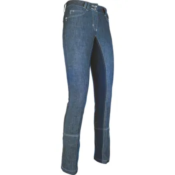 Jezdecké kalhoty HKM Kalhoty jezdecké Miss Blink HKM, s celokoženým sedem, dámské, jeans blue 42