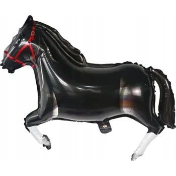 Balónek FÓLIOVÝ BALÓNEK DEKORACE K NAROZENINÁM KŮŇ ČERNÝ PONÍK VELKÝ NA HELIUM