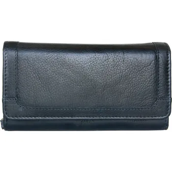 Peněženka Dámská černá kožená peněženka velká horizontální se zapínáním na patent a 13 přihrádkami