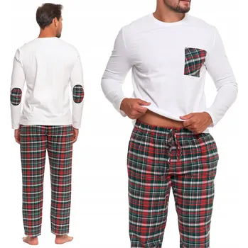 Pánské pyžamo Pánské pyžamo dlouhé, kalhoty s kostkovaným vzorem DÁREK KLASICKÉ MORAJ XL