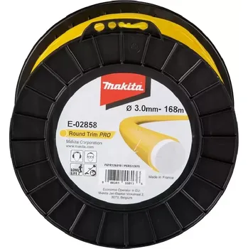 Struna do sekačky E-02858 Struna nylonová Pro 3,0mm, 168m, žlutá, kulatá Makita