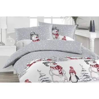 Povlečení Florella Flanelové povlečení Renun Grau červené 140 x 200, 70 x 90 cm zipový uzávěr