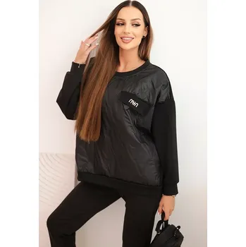 Kesi Włoski Dámský komplet z viskózy s prošívanou mikinou a kalhotami černý Kesi Włoski černá 3440985