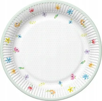 Talíř Papírové talířky s květinami a nápisem "love" na narozeniny