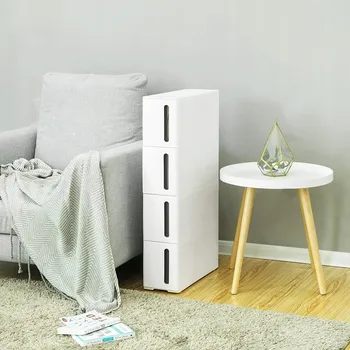 Knihovna Regál Songmics plastový, bílý, 4 police, 45 x 17 x 84 cm