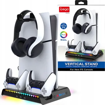 Herní konzole IPega Chladicí Stanice / Stojan RGB pro Sony PS5 s nabíjením ovladačů
