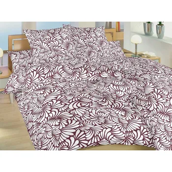 Povlečení Francouzské bavlněné povlečení 240x200, 2x 70x90 KOMFORT Iluze bordó