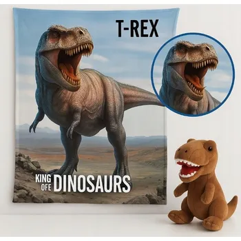 Dětská deka Deka Supreme Style 130 x 170 cm barevná DINOZAUŘI T-REX