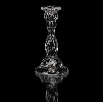 Svícen Svícen skleněný 16 cm na kónickou svíčku, čirá