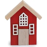 Dekorace celodřevěný domeček - 1 červená