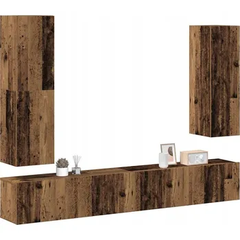 Televizní stolek Sestava 4 TV skříněk, staré dřevo, materiál na bázi dřeva