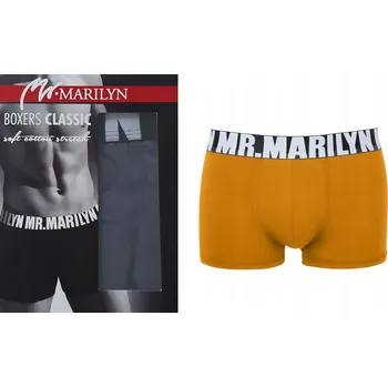 Pánské spodní prádlo Klasické pánské boxerky MARILYN LETTERS BOXER Hořčicově žluté MUSTARD velikost M