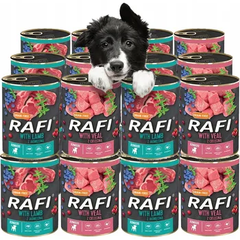 Krmivo pro psa Vlhké krmivo Rafi bez obilovin pro štěňata mix chutí 24x400 g