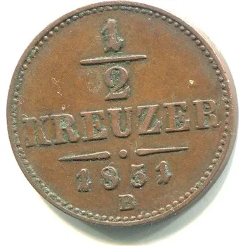 František Josef I. 1/4 Kreuzer 1851/B.