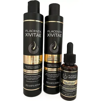 Přípravek proti padání vlasů Placenta Xivitae kompletní sada proti vypadávání vlasů (šampon 250 ml + kondicionér 250 ml + ošetření pokožky 70 ml)
