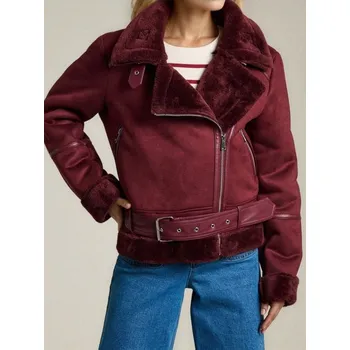 Dámská bunda Sinsay - Bunda typu ramones s kožichem - burgundy - 610FH-83X - 610FH-83X-XS