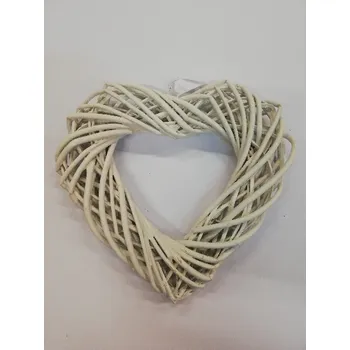 Věnec proutí - srdce 20 cm - bílé