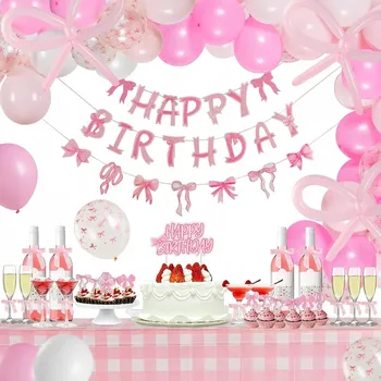 Party dekorace Narozeninové dekorace Růžovo-zlatá SADA pro holčičky Birthday Girl