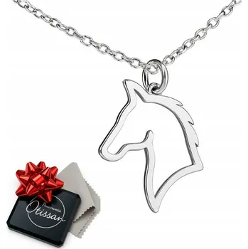 Náhrdelník STŘÍBRNÝ NÁHRDELNÍK S KONĚM STŘÍBRO řetízek #2 42 cm s přívěskem