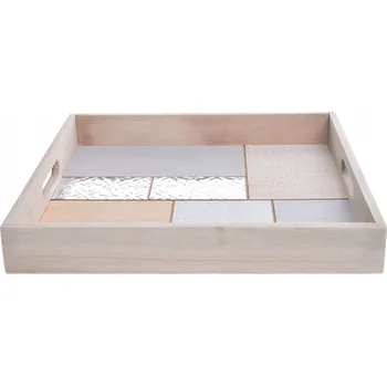 MALÝ PODNOS BÉŽOVO-STŘÍBRNÝ 32X32X4,5 CM