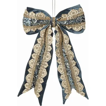 Vánoce Luxusní sametová vánoční mašle 32 x 45 cm šampaňská