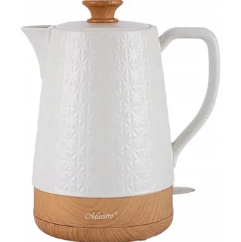 Rychlovarná konvice Keramická rychlovarná konvice MAESTRO MR076 bílá a dřevo 1,8 l 1800 W