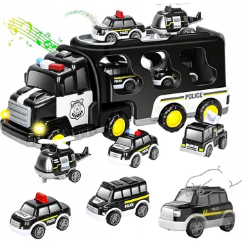 autíčko Autopřepravník Policejní náklaďák Tir Auta 6 Autíčko Sada Světlo Zvuk
