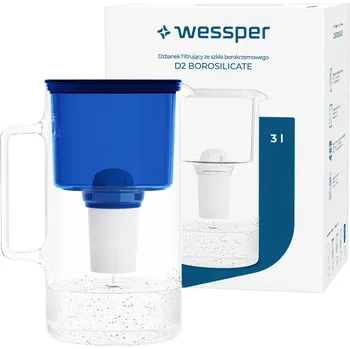 Filtrace vody Filtrační konvice skleněná Wessper D2 BOROSILICATE 3 l modrá + filtr