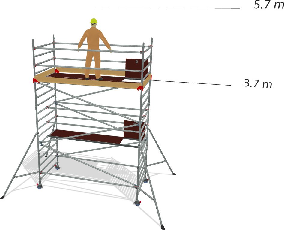 Hliníkové lešení Klimatek - výška 5,7 m - 3,2 m x 1,45 m (d/š)