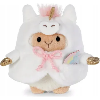 plyšák NICI MYMOCHI PLYŠOVÝ MAZLÍČEK PŘÍTULNÍČEK OVEČKA WOOLS S KOSTÝMEM JEDNOROŽCE A DUHOU 8 CM
