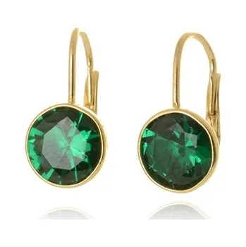 Náušnice Dámské zlacené stříbrné náušnice se zelenými zirkony STNAU2038F