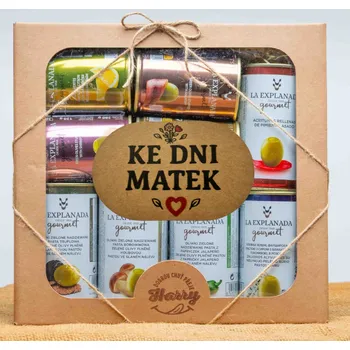 Dárková krabička VELKÁ DÁRKOVÁ SADA 9 druhů oliv s pastou LA EXPLAMADA ke dni matek (VELKÁ DÁRKOVÁ SADA 9 druhů oliv s pastou LA EXPLAMADA ke dni matek)